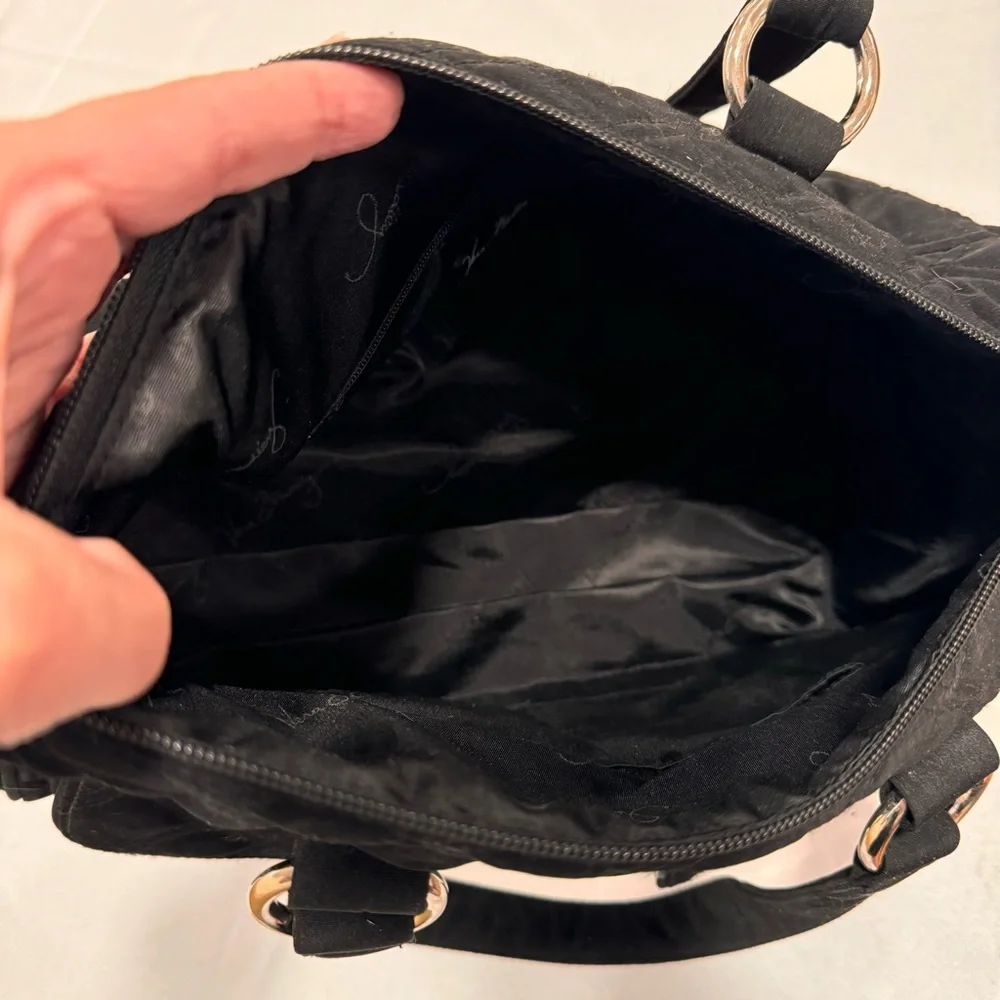 Vera Bradley black cargo microfiber satchel